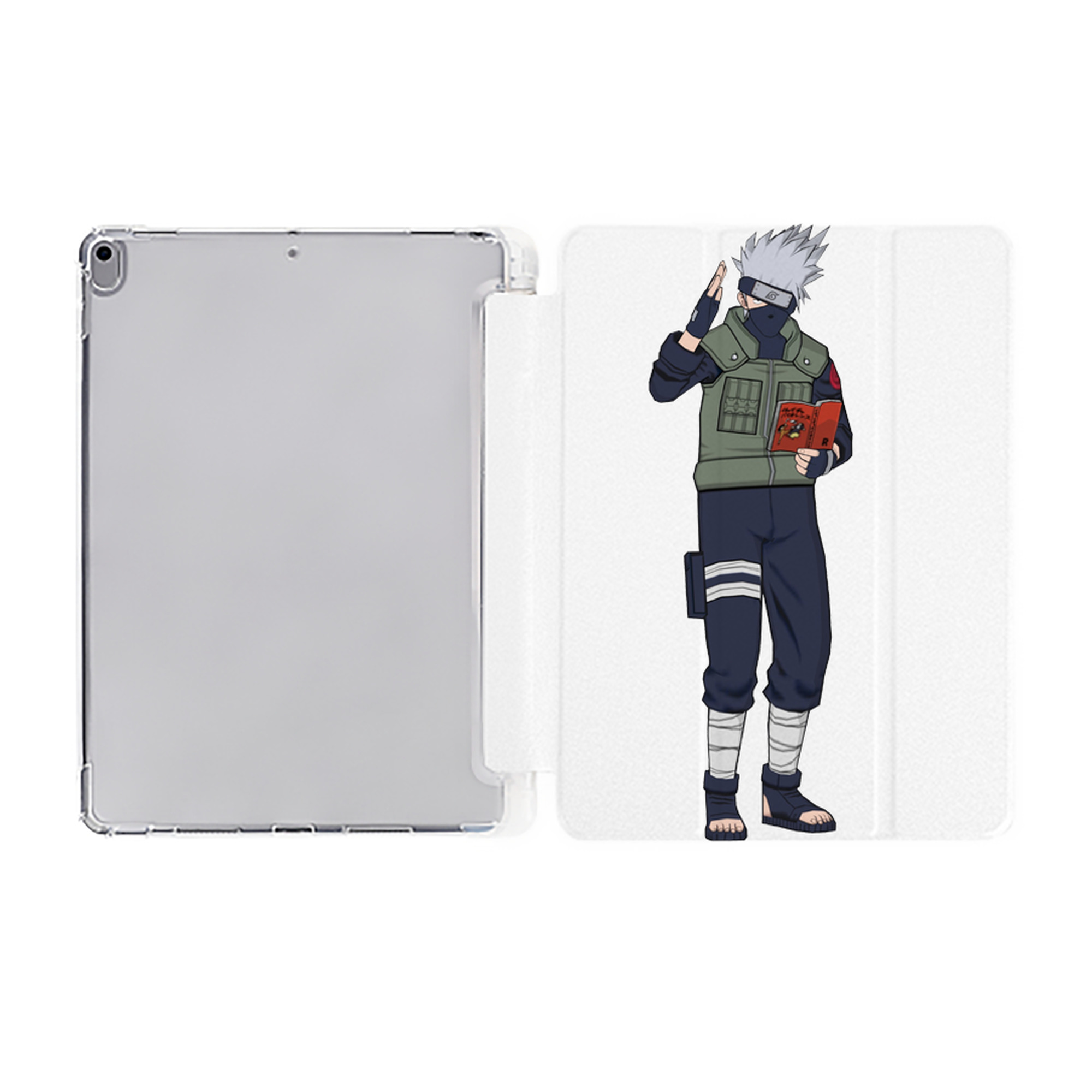 （画像用） NARUTO -ナルト- はたけ カカシ Hatake Kakashi IPad ケース ペン収納付き 三つ折りスタンド PUレザー×シリコン 対応機種9.5/10.5/10.9インチ